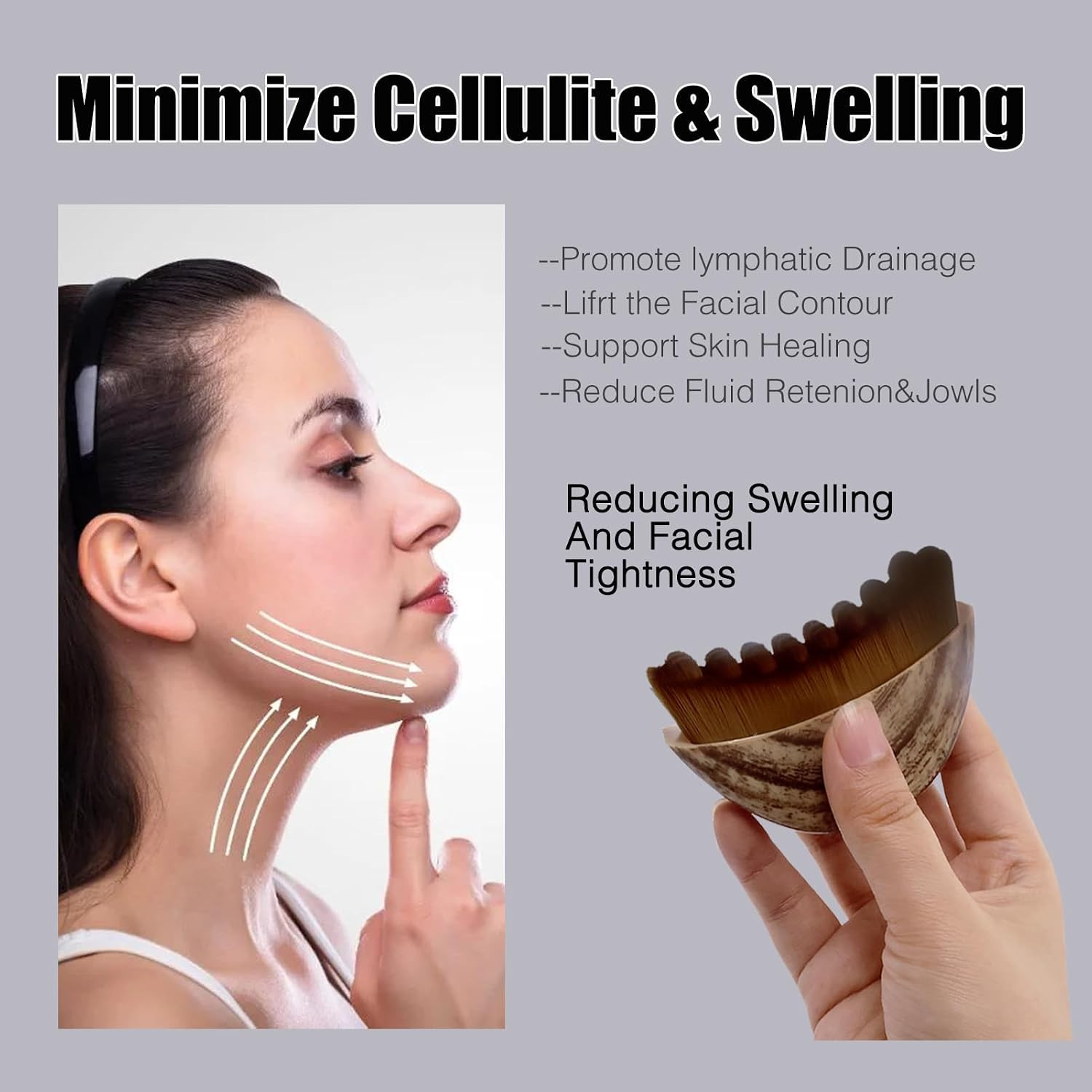 Lymphatic Contour Face Brush, Lymphatic Drainage Massager for Face, Ergonomic…
