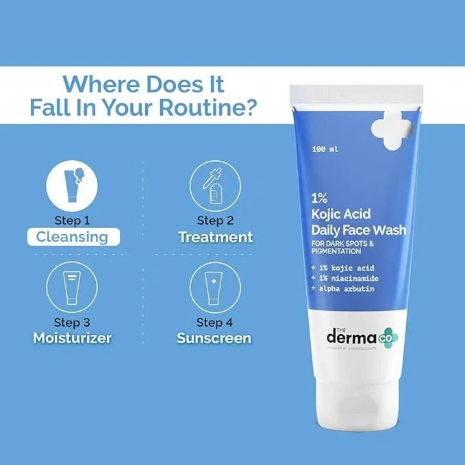 The Derma Co 1% Kojic Acid daily Face Wash for Dark Spots & Pigmentation (100 ML