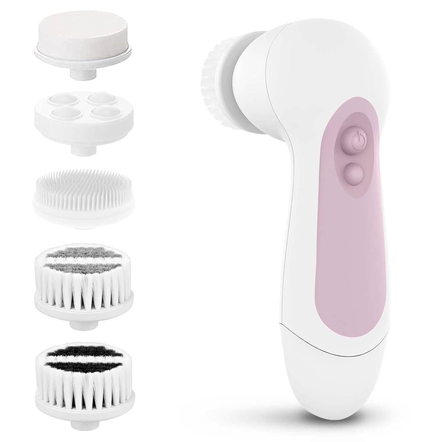 Waterproof Facial Cleansing Spin Brush Set with 5 Exfoliating Brush Heads – E…