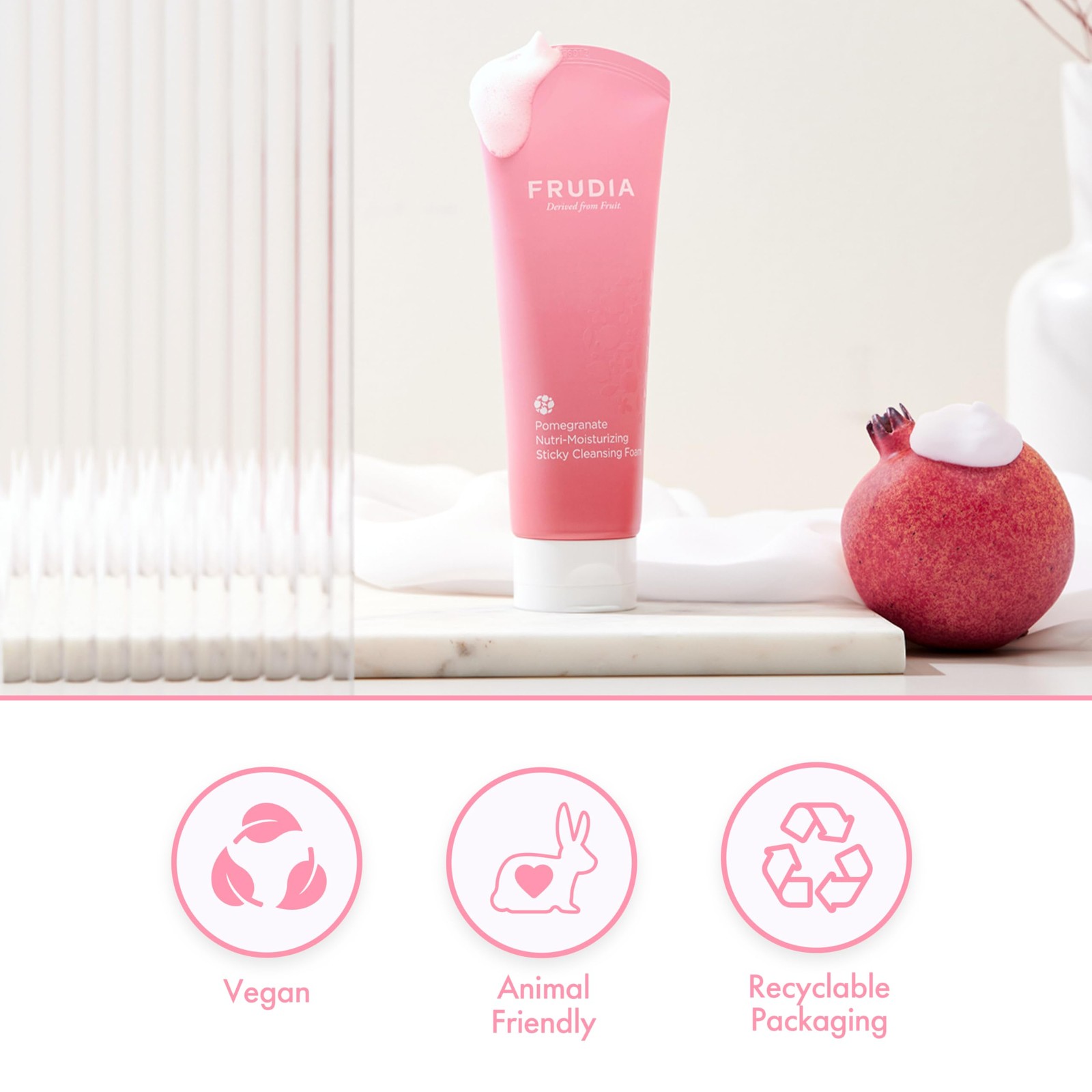 FRUDIA Pomegranate Nutri-Moisturizing 4.9 Fl Oz (Pack of 1), Foam cleanser