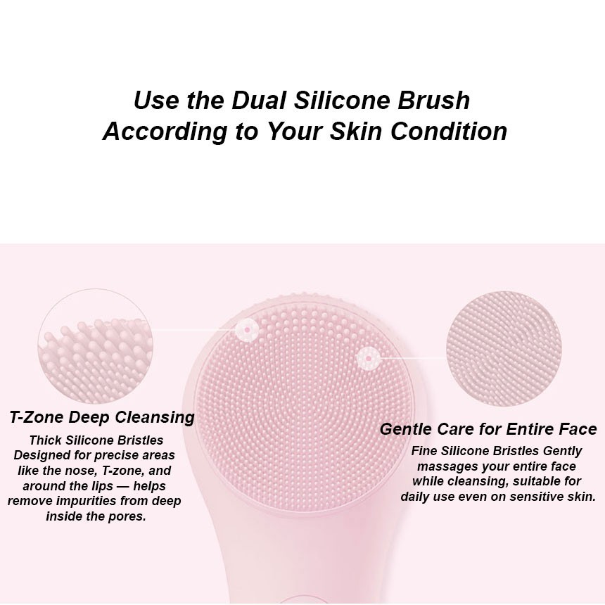 Sonic Silicone Facial Cleansing Brush K-Beauty Waterproof Silicone Pore Cleaner