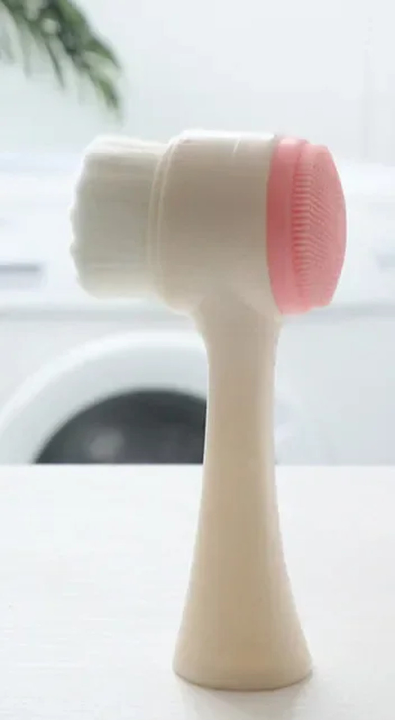 Silicone Facial Cleansing Brush, Double-Sided Face Scrubber with Soft Bristles