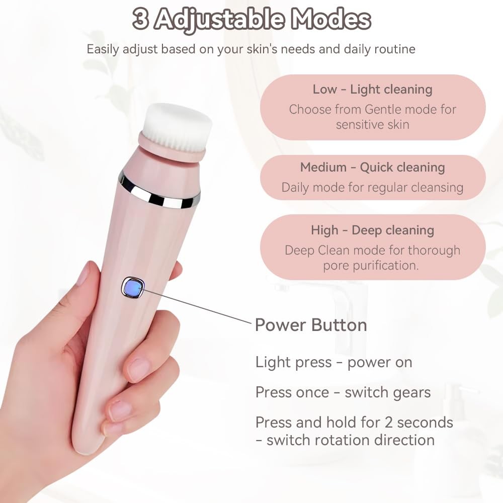 Brush, 3 Speeds Adjustable Cleansing Brush with Base, Waterproof & Rechargeab…
