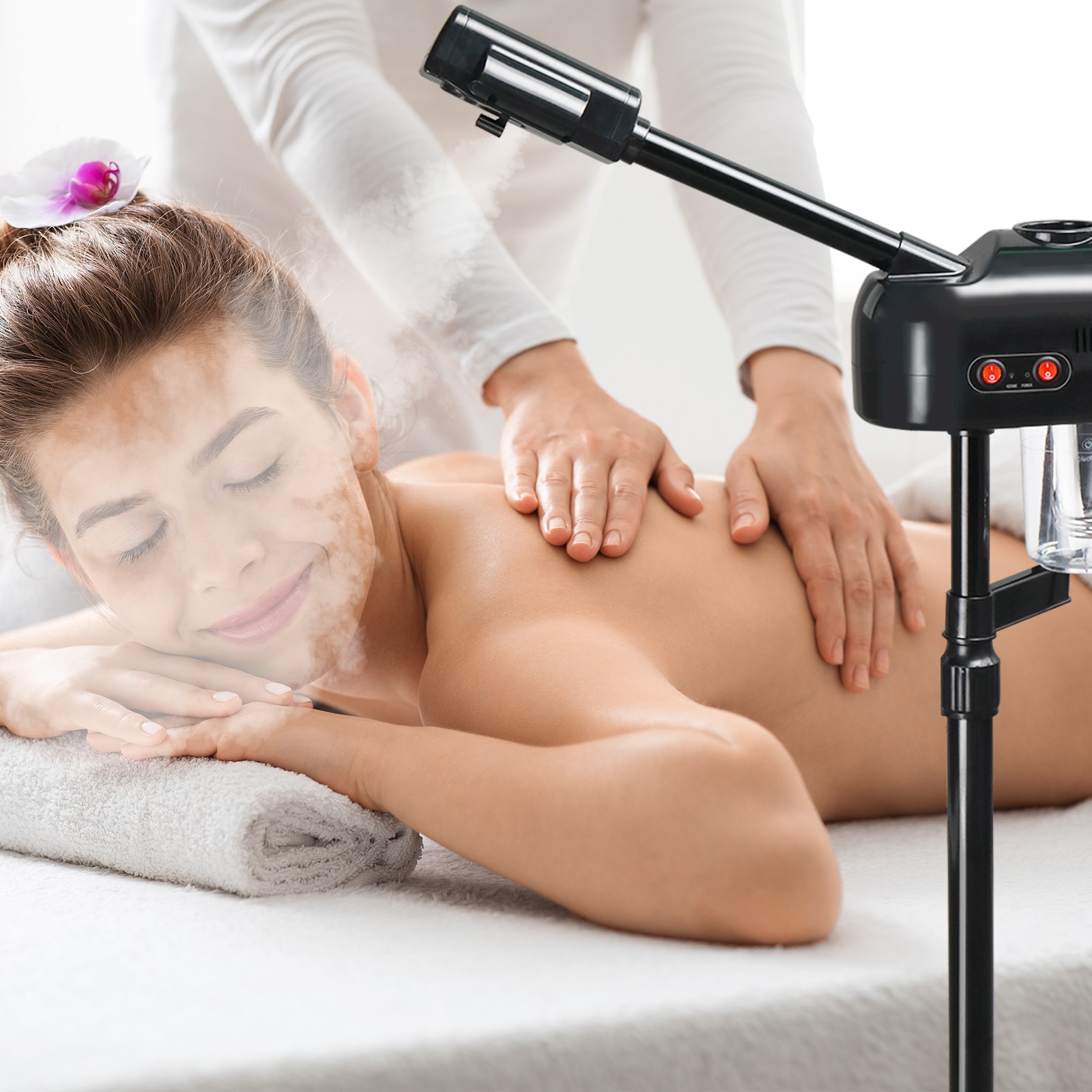 2 in 1 Professional Facial Steamer with 3X Magnifying Lamp for Home Salon Skin