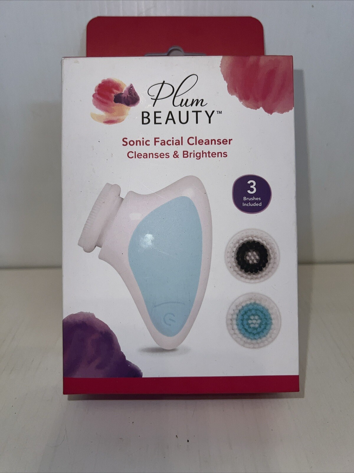Plum Beauty Sonic Facial Cleanser, Water-resistant, Battery Operated Hand – C3