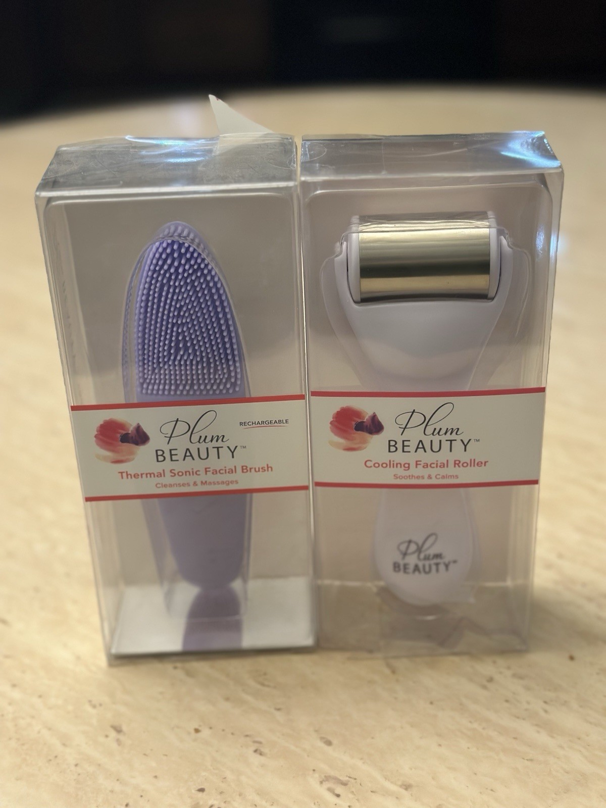 Plum Beauty Thermal Sonic Facial Brush & Cooling Facial Roller Set