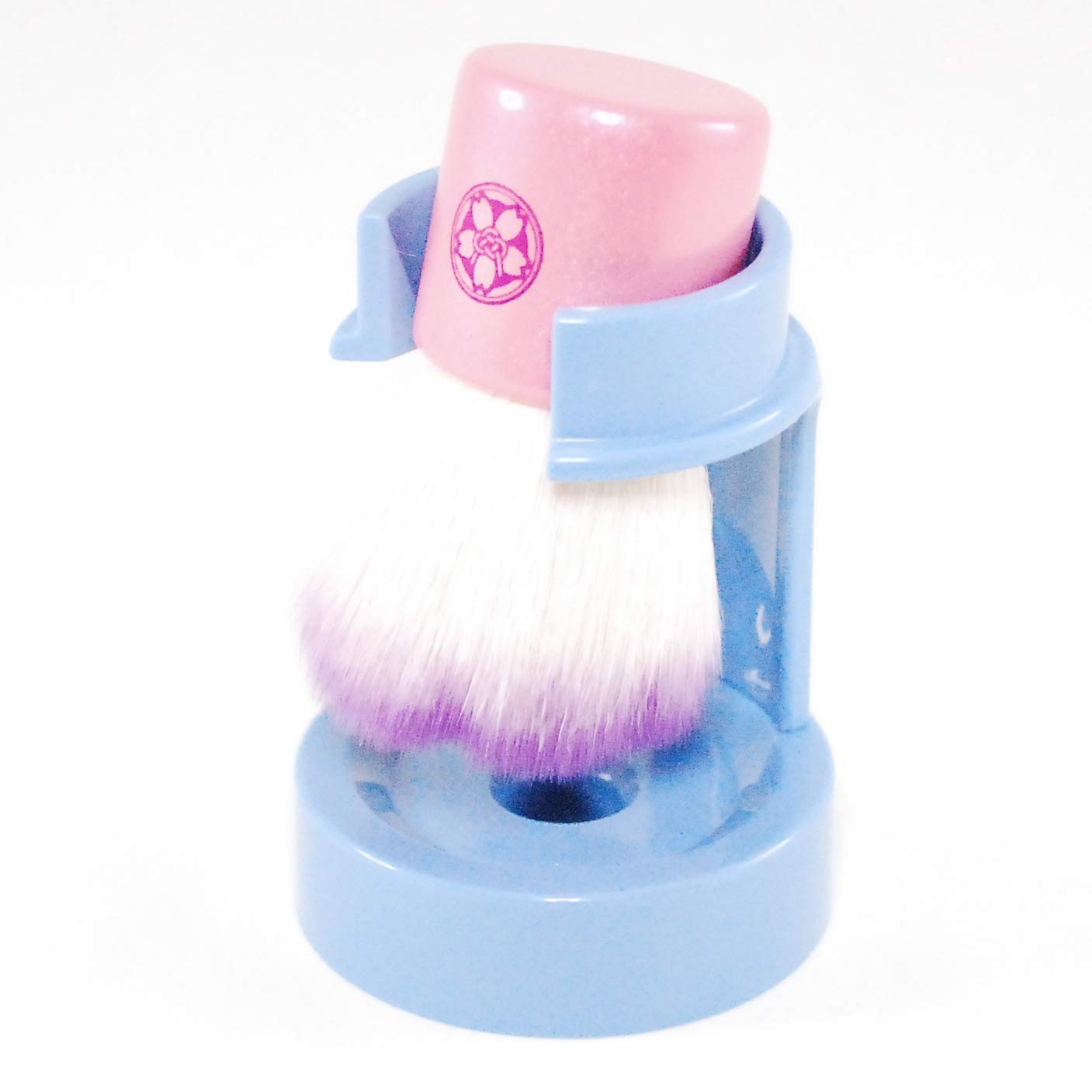 Flower Facial Cleansing Brush Purple & Brush Stand Blue Set