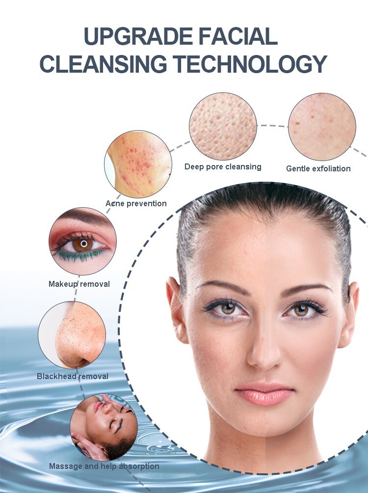 Rotating Waterproof Facial Cleansing Spin Roller Sonic Massager Cleaner Brush Si