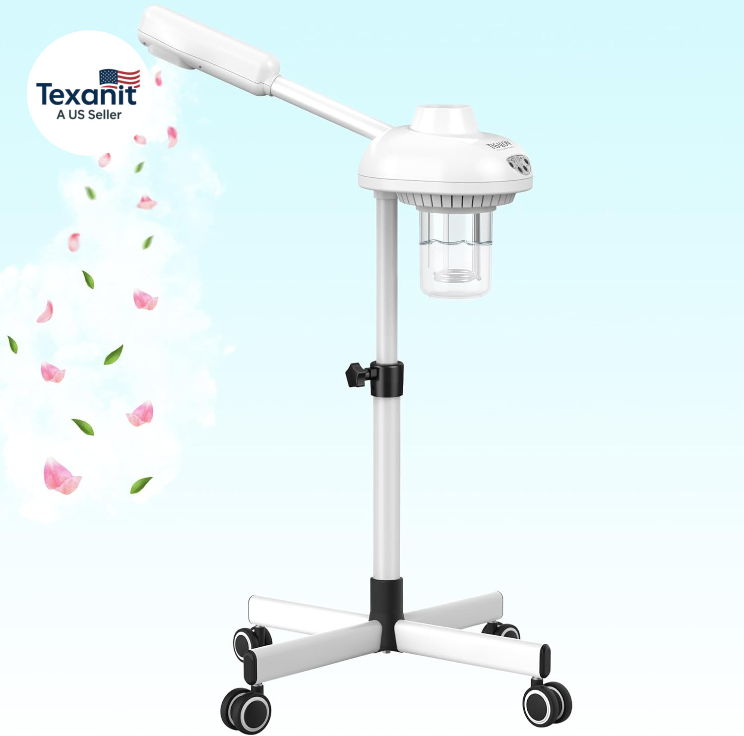 Professional Facial Steamer on Wheels, Hot Ozone Face Steamer for Facial, Esthet