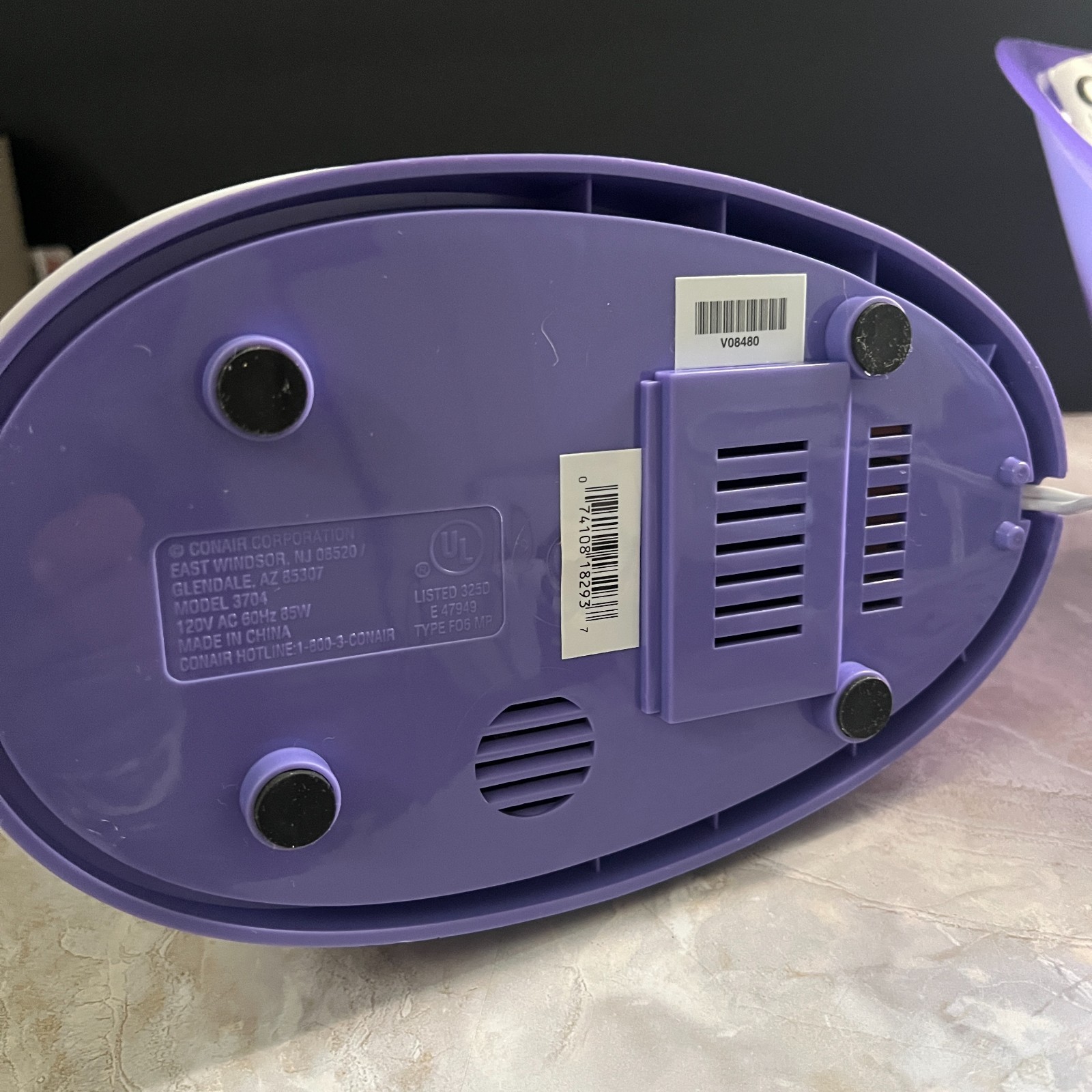 Conair 3704 White & Purple Warm Steam Cool Mist Facial Sauna