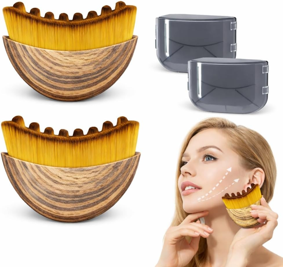 Lymphatic Face Brush for Jawline Sculpting, Facial Massage Brush with Soft Natur
