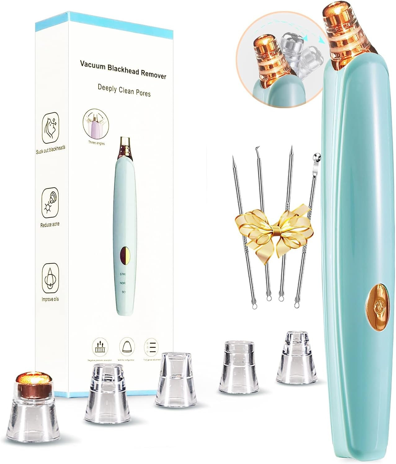 Blackhead Remover Pore Vacuum,Facial Pore Cleaner-5 Suction Power,5 Probes, USB
