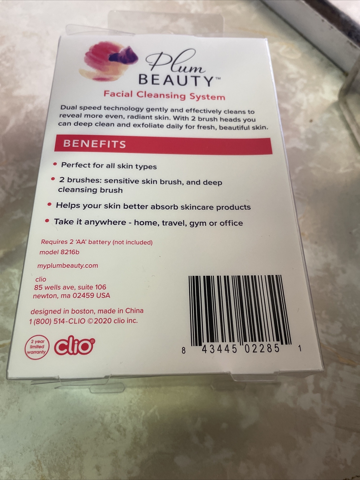 Plum Beauty Facial Cleansing System 2 Brush Heads Cleanses & Exfoliates