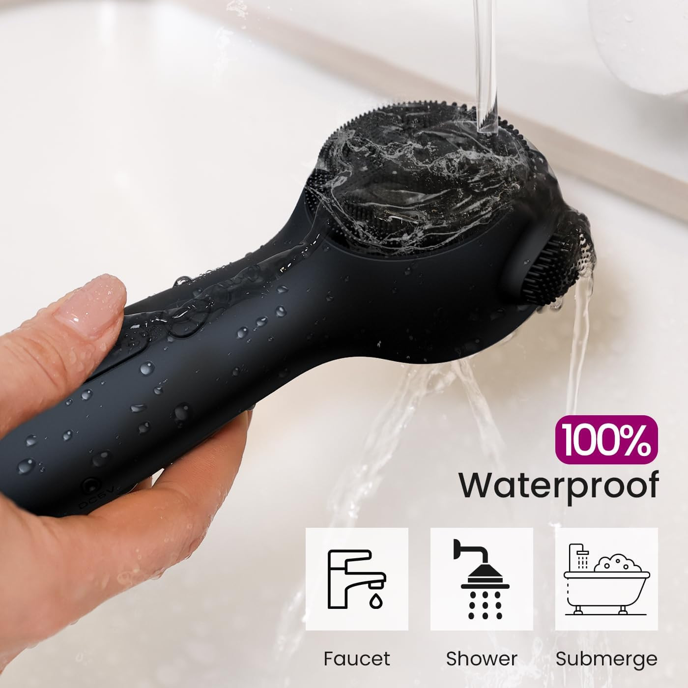 Silicone Face Scrubber Exfoliator Electric for Men Women, Rechargeable Facial Cl