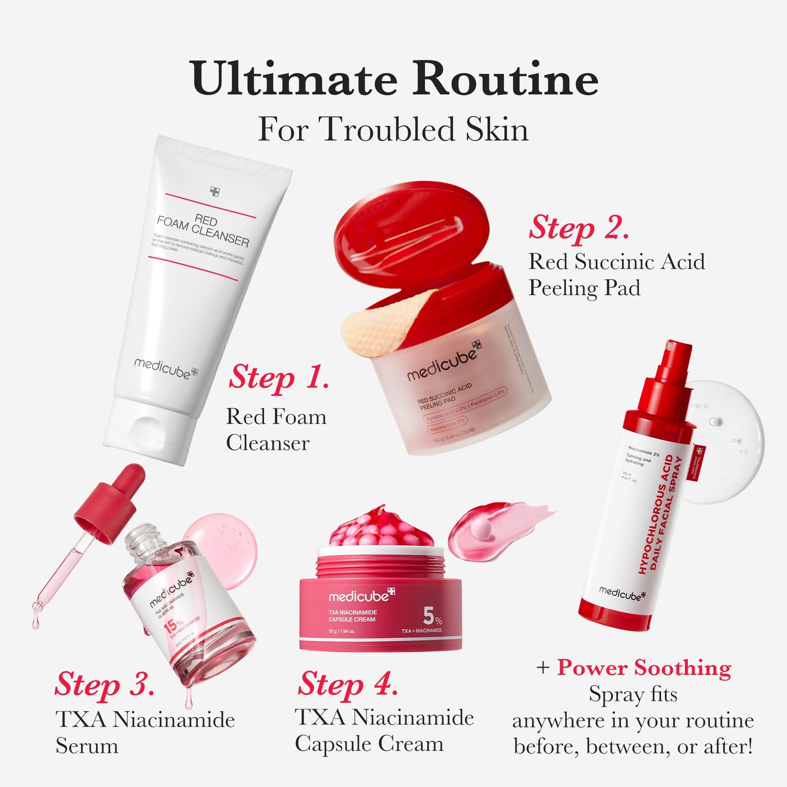 medicube Facial Cleanser Red Foam 4.08 Fl Oz (Pack of 1), Salicylic Acid(BHA)