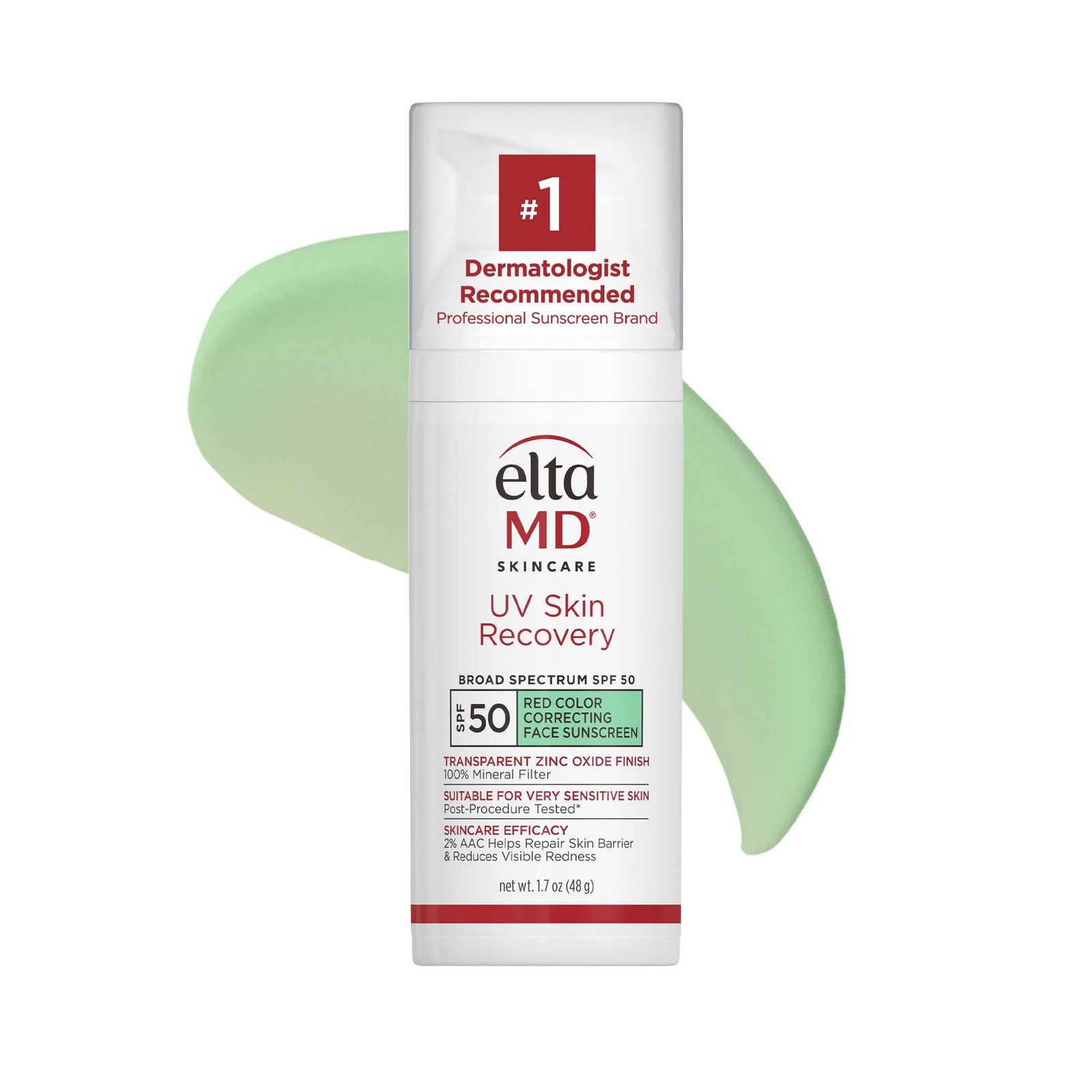 EltaMD UV Skin Recovery Green Tint 100% 1.7 Fl Oz (Pack of 1), Tinted