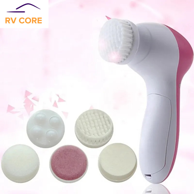 Electric 5-in-1 Facial Cleansing Brush – Skin Care Massager & Blackhead Remover