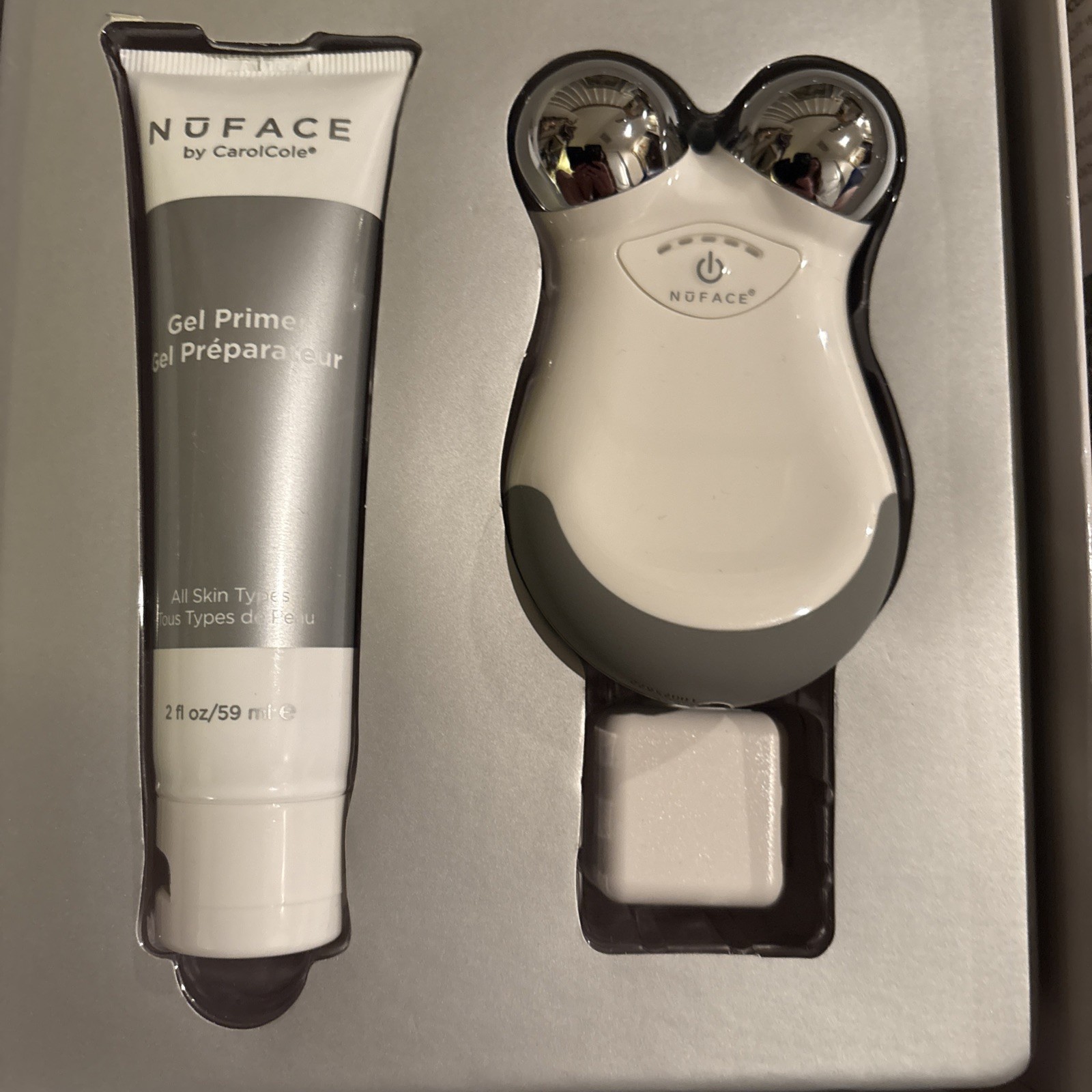 Nuface Petite Mini Facial Toning Device Blue+ 10oz Aqua Gel +Brush *NEW OPEN BOX