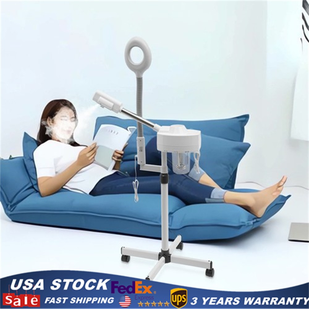 2IN1 Hot Facial Steamer 5X LED Magnifying Lamp Ozone Salon Spa Skin Care