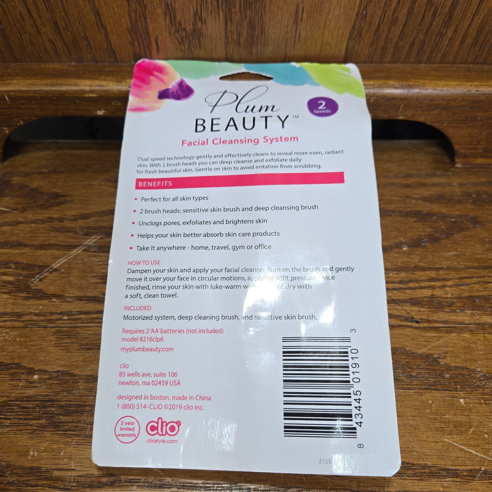 Plum Beauty Facial Cleansing System 2 Brush Heads Cleanses & Exfoliates NEW