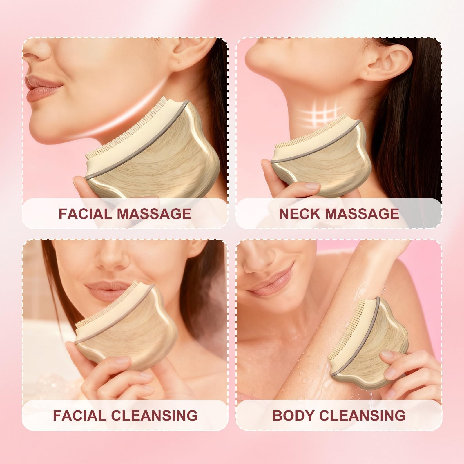 Silicone Facial Cleansing Brush – Anti-Puffiness, Lymphatic Drainage, Detox & Gl