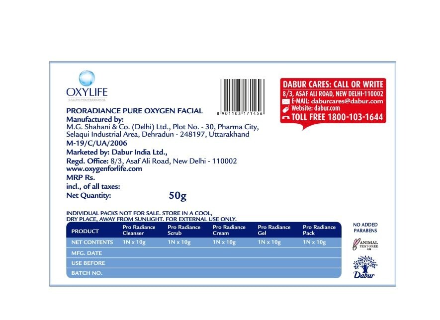 OXYLIFE Pro Radiance Facial Kit Pure Oxygen Facial Salon 50 Gram,