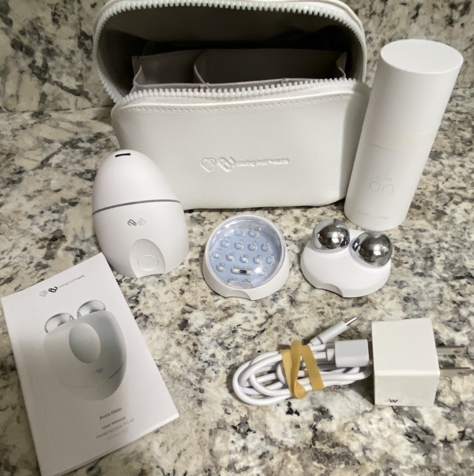 Caring Multi Hearts Aura Glow Facial Toning Device, Rechargeable, White