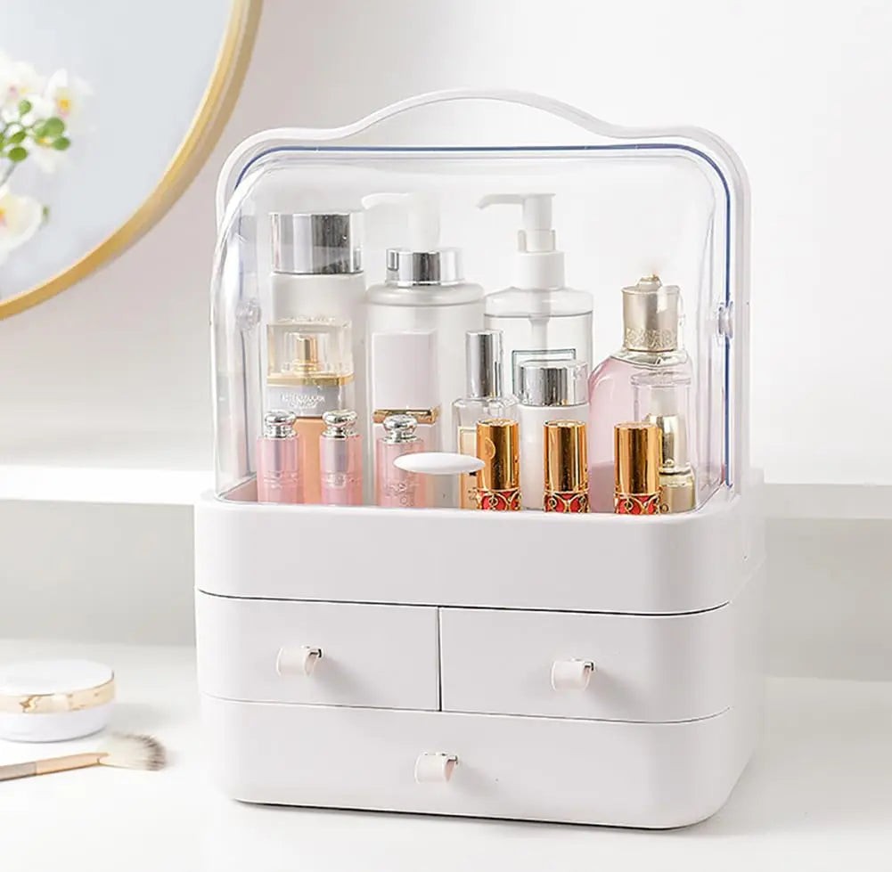 Cosmetic Organizer Countertop Organizer For Dresser With Lid And Drawer