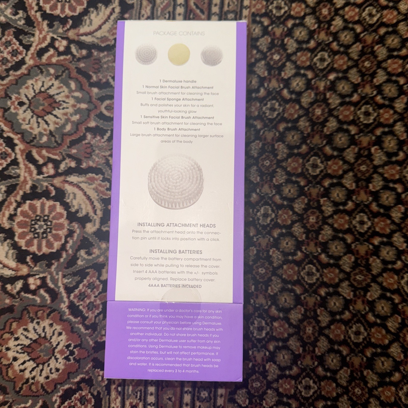 DERMALUXE/ADVANCE CLEANSING SYSTEM (2 SPEEDS/4 CLEANSING HEADS)-New In Box