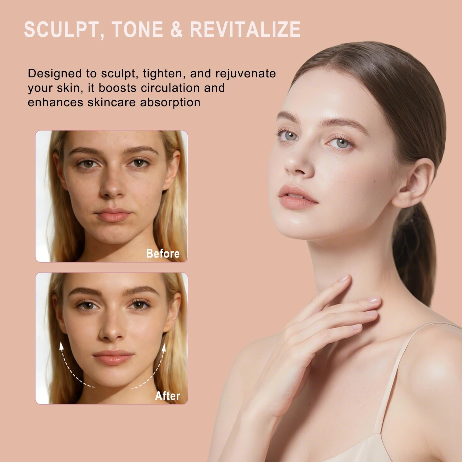 Wireless Facial Massager Tool – Rechargeable V-Shape Roller for Puffiness Relief