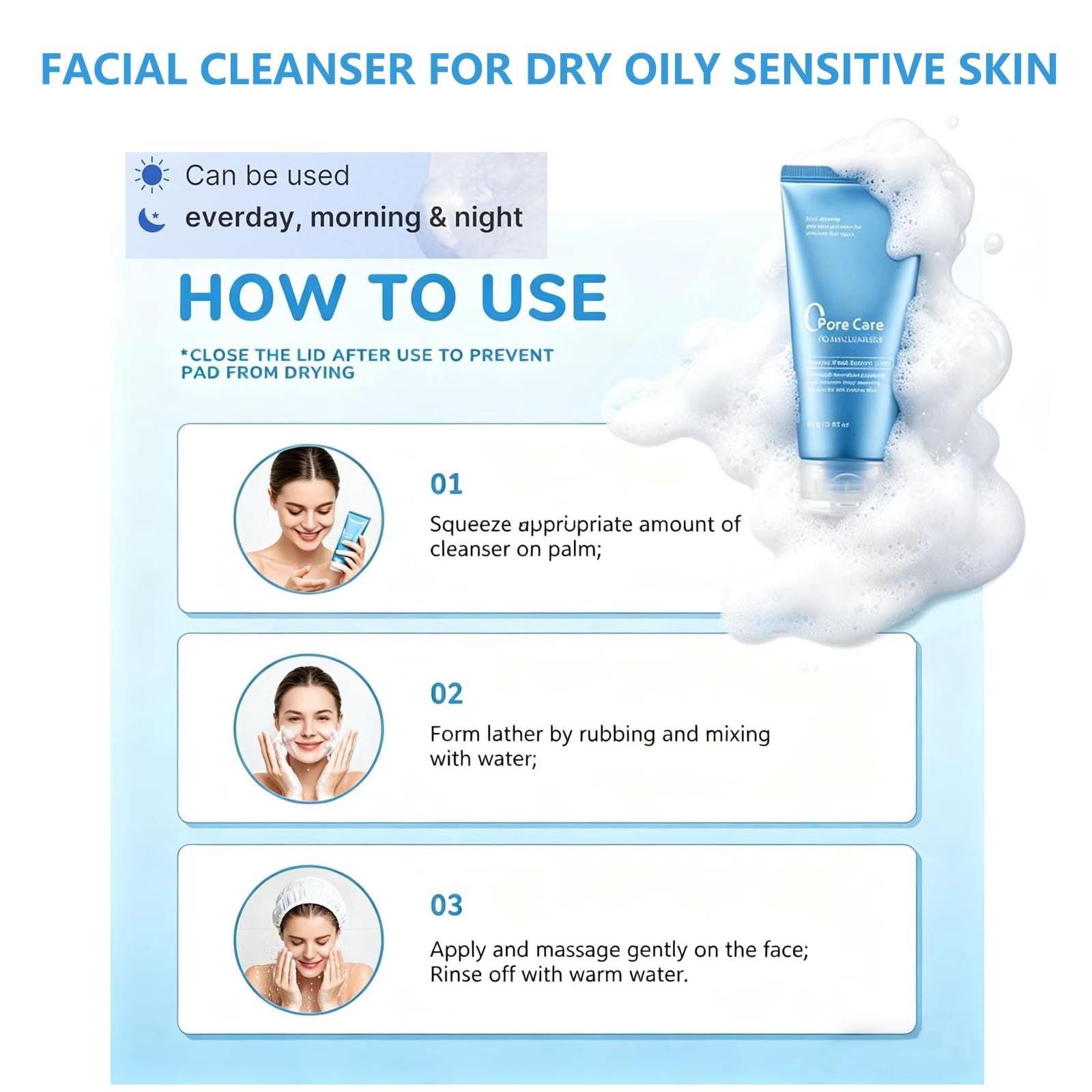 Daeuwiutr Pore Treatment Foam Cleanser,Gentle 1 Ounce (Pack of 1)