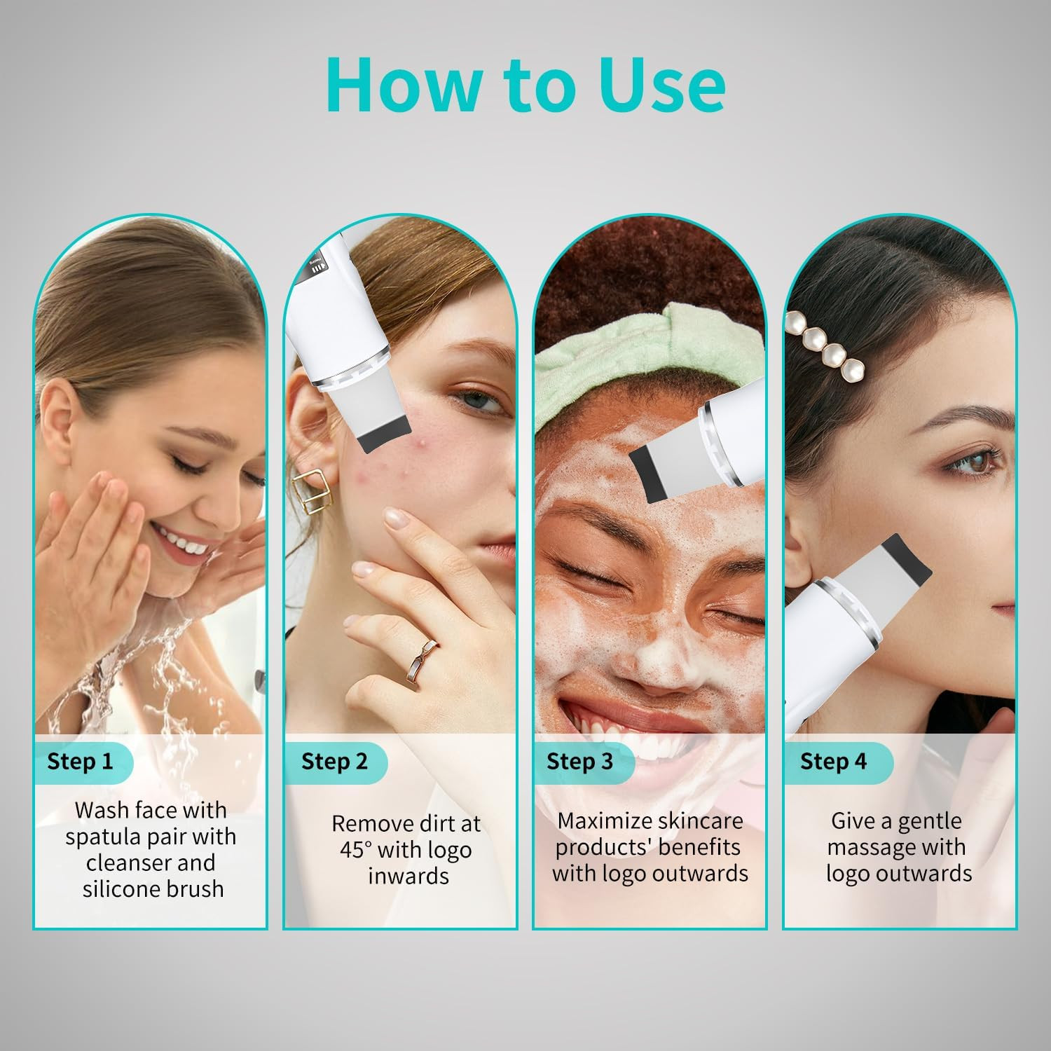 Skin Scrubber Face Spatula, 4 in 1 Blackhead Remover Tool for Pore Cleaner facia