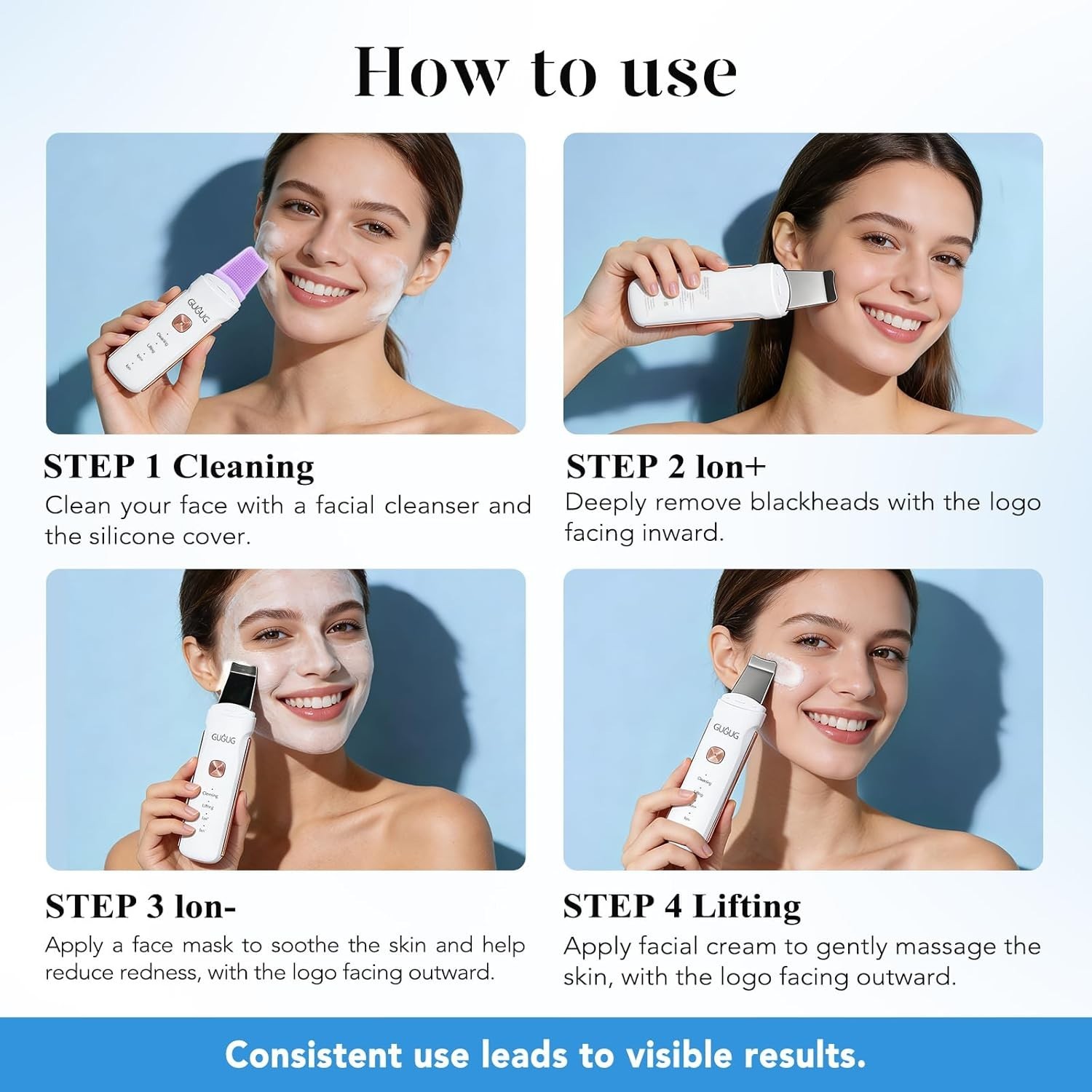 4-in-1 Waterproof Skin Scrubber: Portable Pore Cleaner & Blackhead Remover