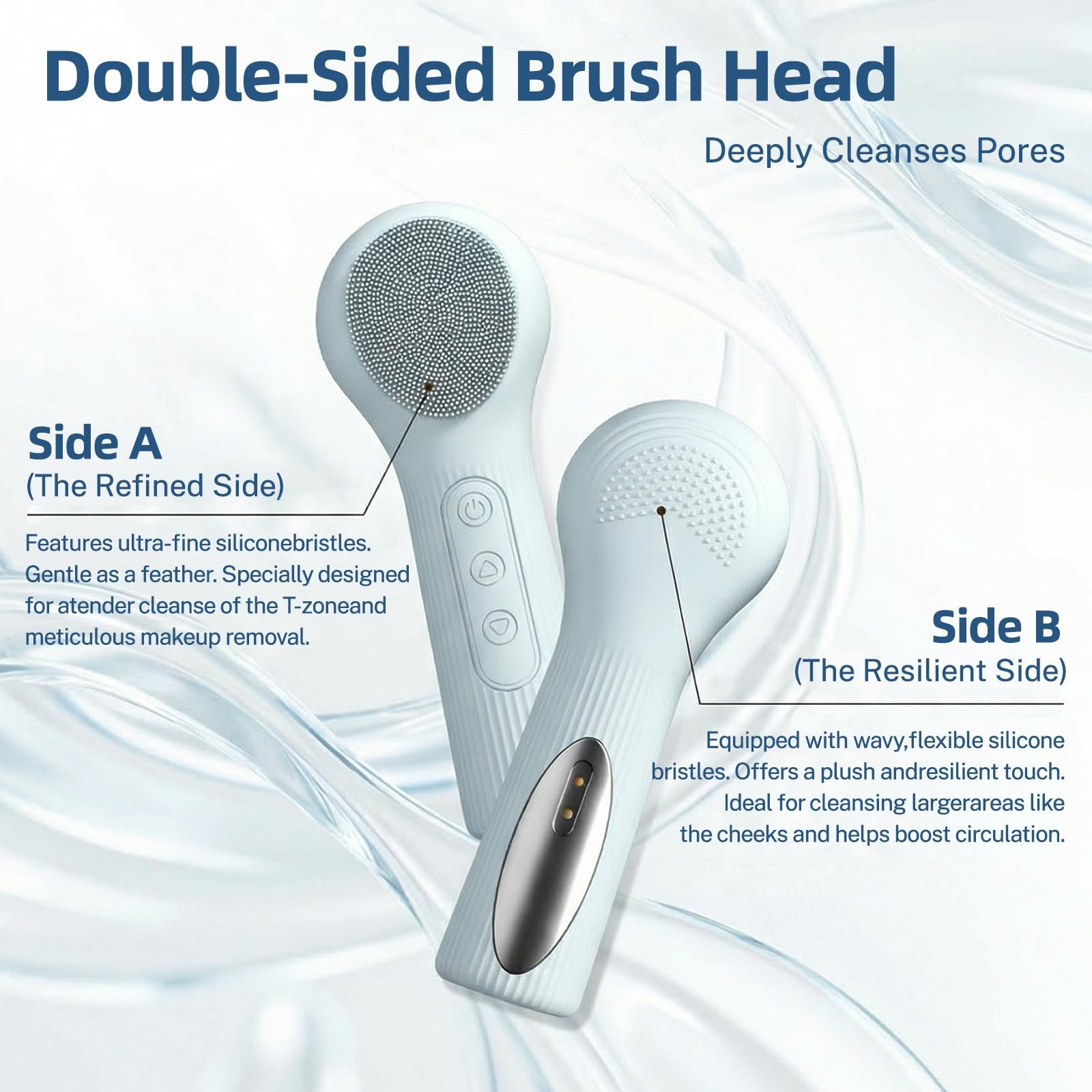 Silicone Cleansing Brush, 3 Modes & 45°Thermal Heating, IPX7 Waterproof, Rech…