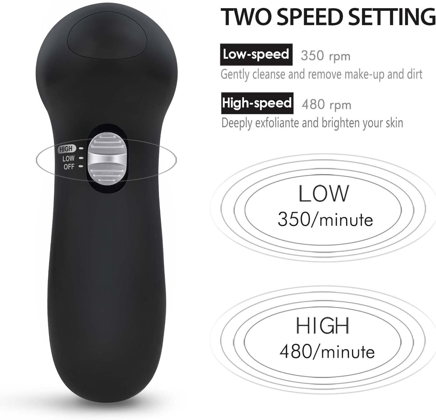 Facial Cleansing Brush Face Scrubber: Electric Face Spin Cleanser Brushes with