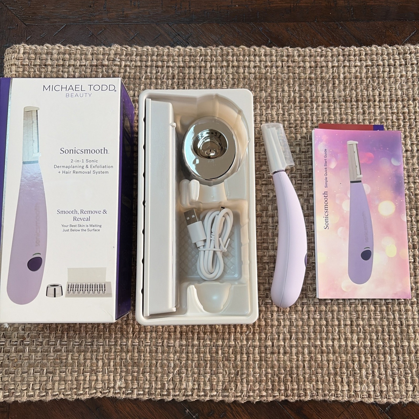 Michael Todd Sonicsmooth Dermaplaning System Exfoliate Hair Removal Purple