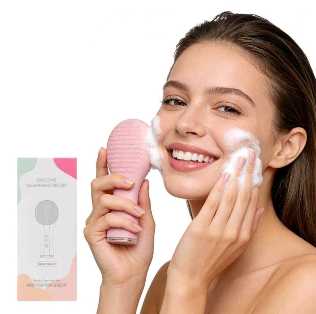 Electric Facial Cleansing Brush, Silicone Waterproof Face Scrubber, USB Charging