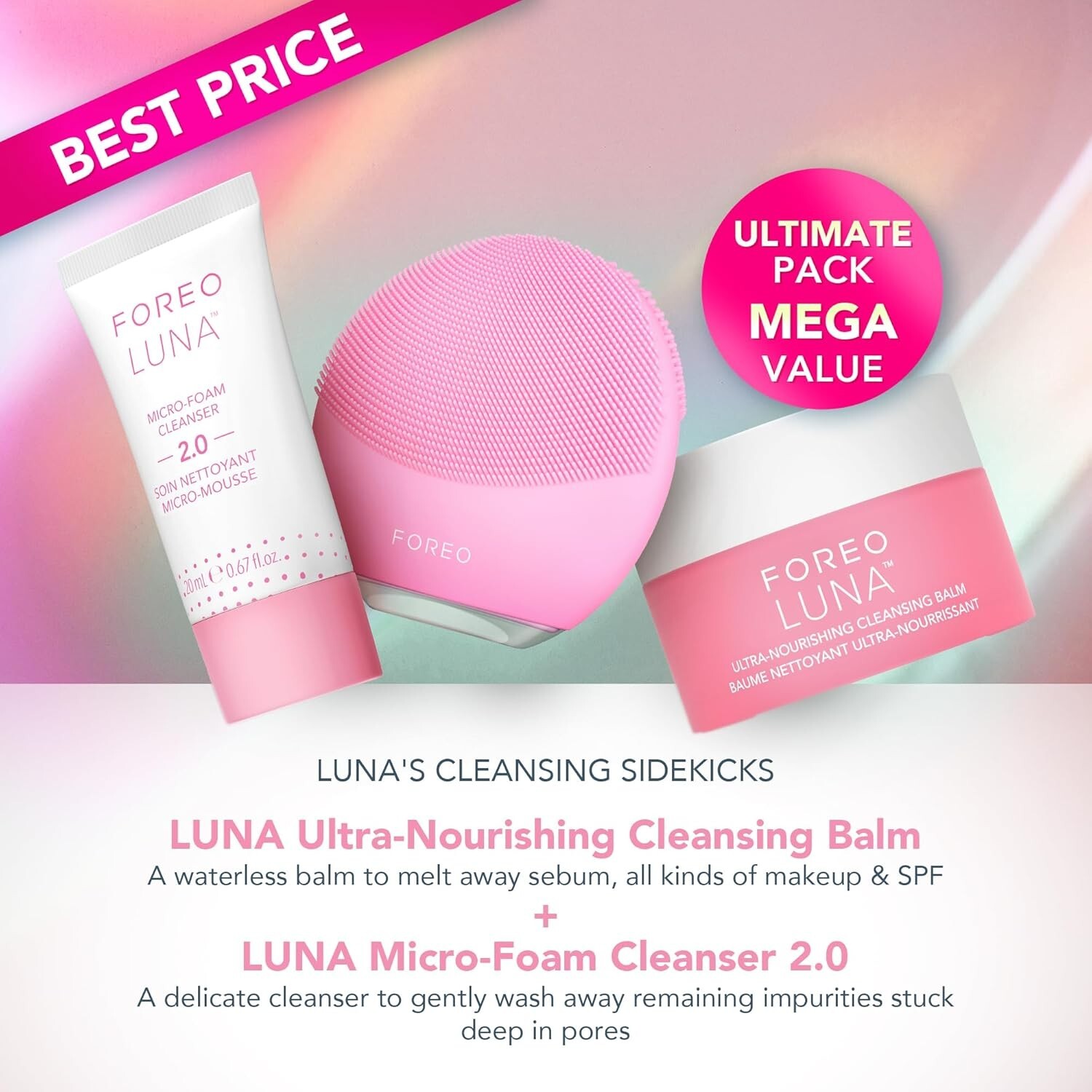 FOREO LUNA mini 3 – Premium Facial Cleansing Brush Pearl Pink bundle
