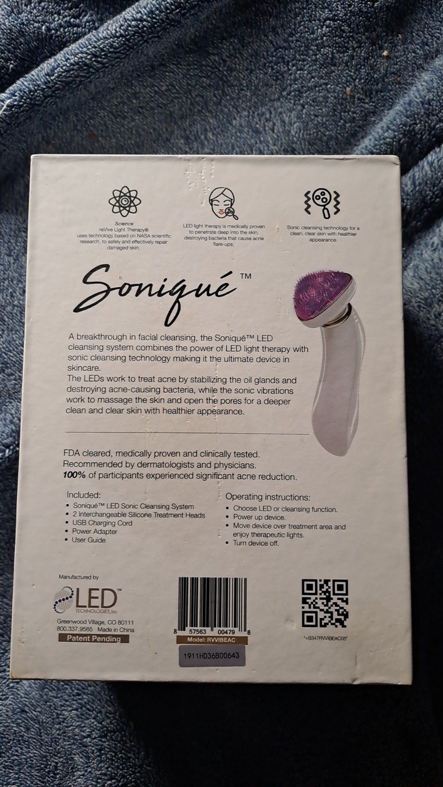 reVive Light Therapy Sonique LED Sonic Cleansing System for Acne, USB