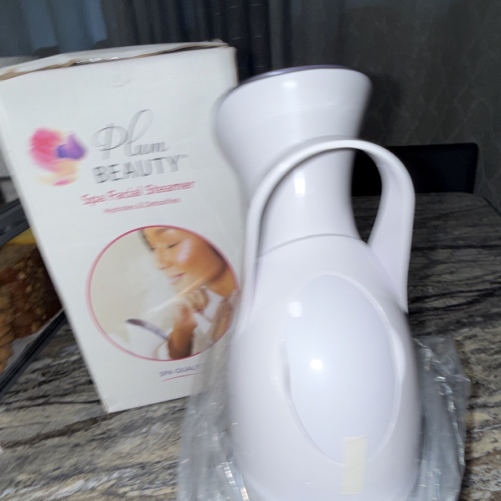 Plum Beauty Spa Facial Steamer Electric Compact Lightweight White/Purple