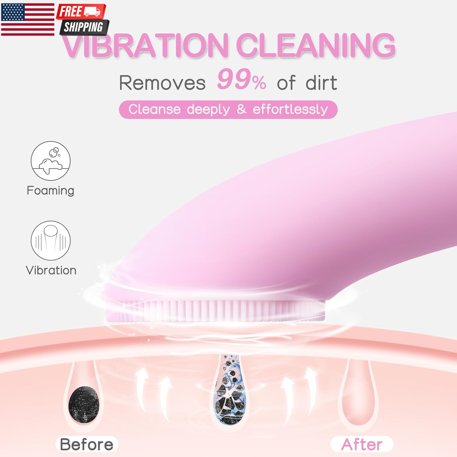 Facial Cleansing Brush, Rechargeable Silicone Face Scrubber with Heat Massage En
