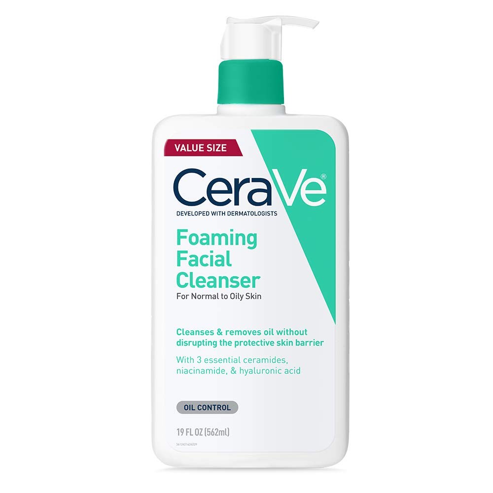 CeraVe Foaming Facial Cleanser, Daily Face Wash 19 Fl Oz (Pack of 1), Clear