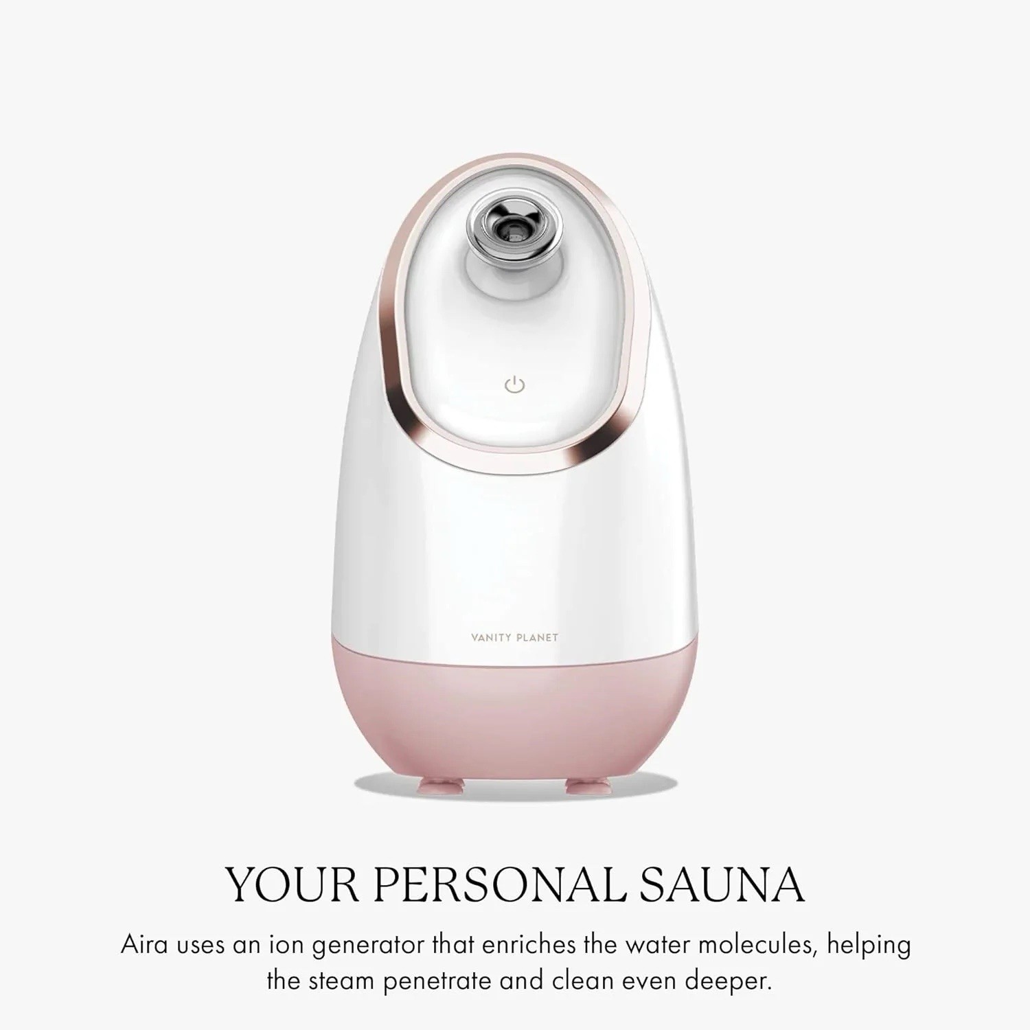 New Vanity Planet Aira Ionic Facial Steamer, Beige/Rose Gold for All Skin Types
