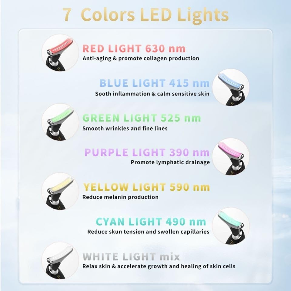 7 Color LED Facial Beauty Device – Vibration & Heating for Radiant Skin