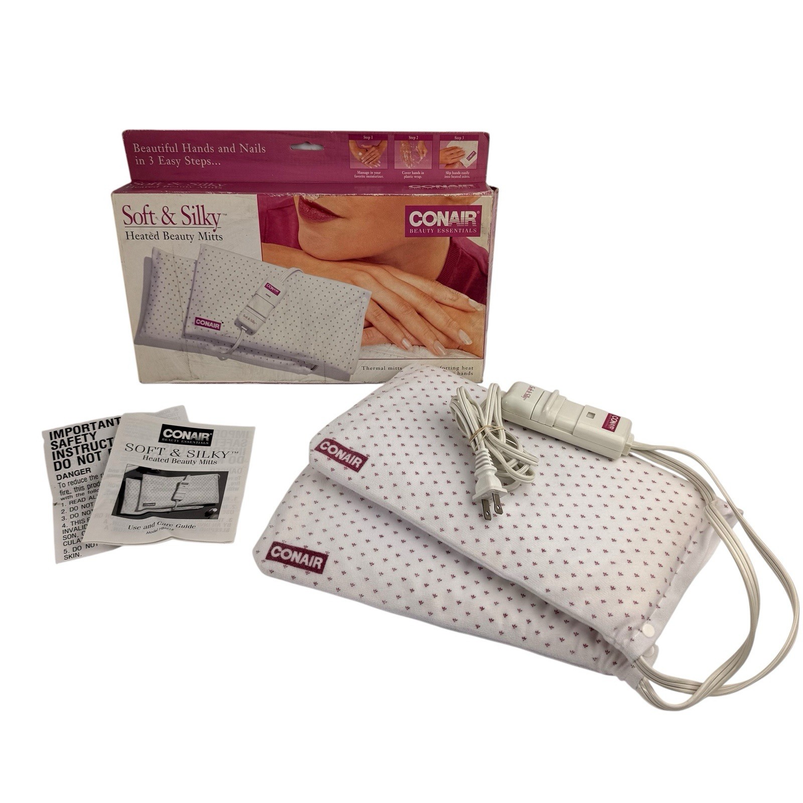 Conair Soft & Silky Heated Beauty Mitts HBM1R Thermal Hand Spa Arthritis OpenBox