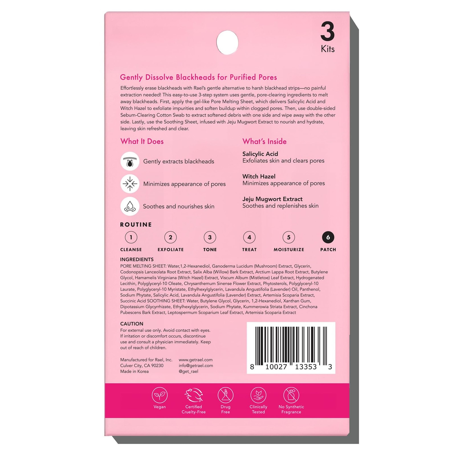 Rael Blackhead Remover, Miracle Patch Melting Pack, Nose Strips for… Fast Ship