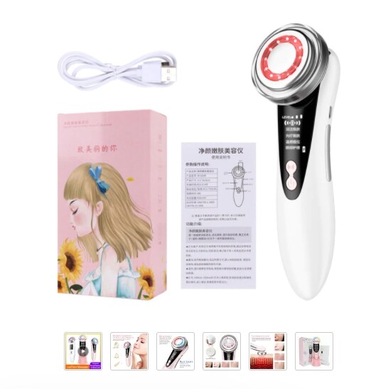Masajeador Facial, Terapia con luz LED, Vibración Sónica, eliminación de arrugas