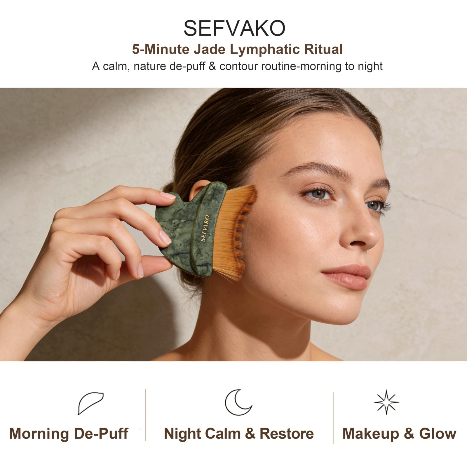 Dual-Ended Lymphatic Face Brush & Jade Gua Sha Tool – Ultra-Soft Bristles for Dr