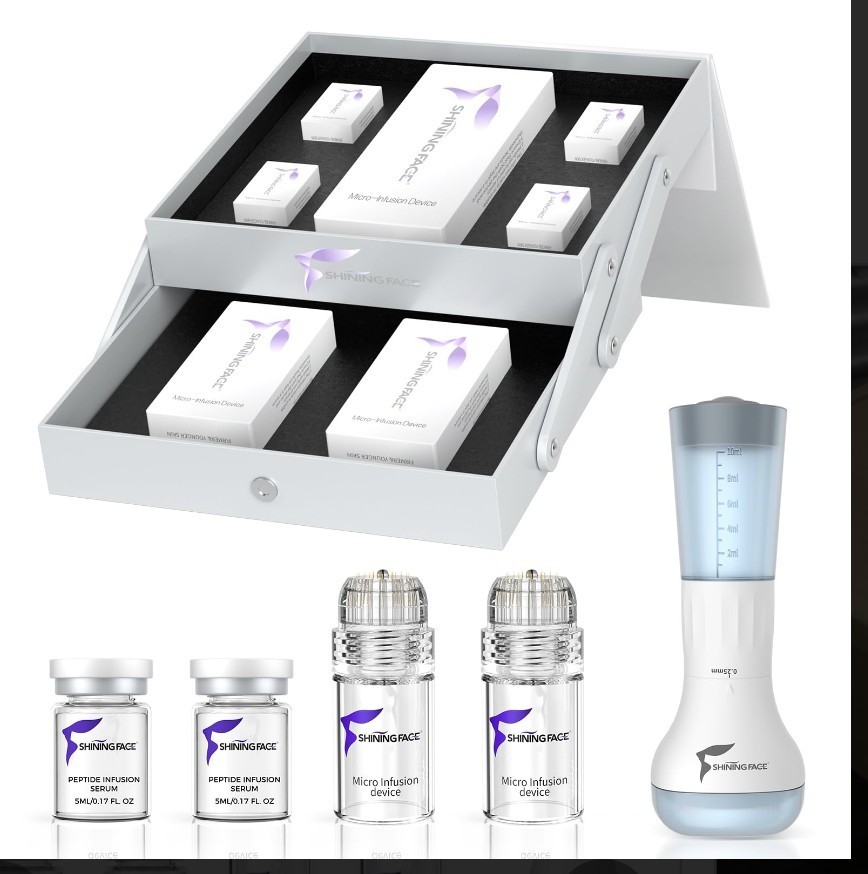 Shining Face Microneedling Micro Infusion Device Kit w/ Ampoules White Blue