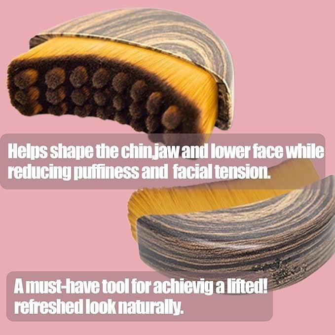 Lymphatic Drainage Facial Brush Ergonomic Sculpting Tool Wood Grain with Case